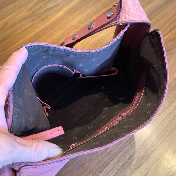 Kenneth Cole, leather, purse, handbag, messenger, tote, hobo, raspberry pink EUC - Picture 10 of 16